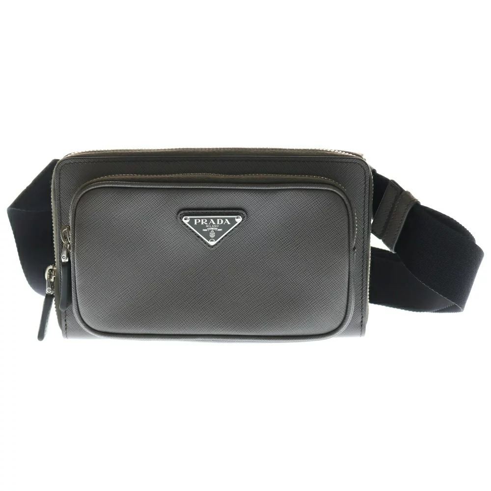 PRADA Saffiano leather belt bag gray